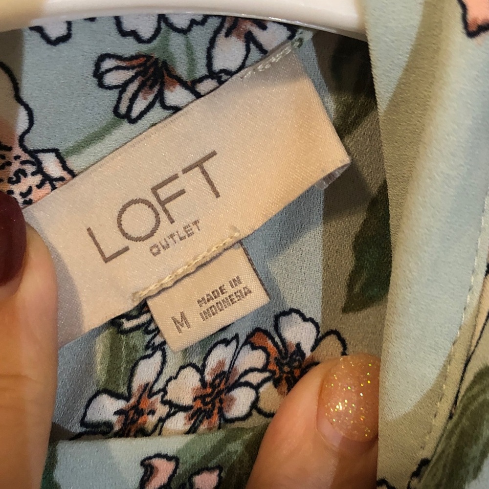 LOFT Sleeveless Floral Blouse - Light Green - Picture 3 of 8